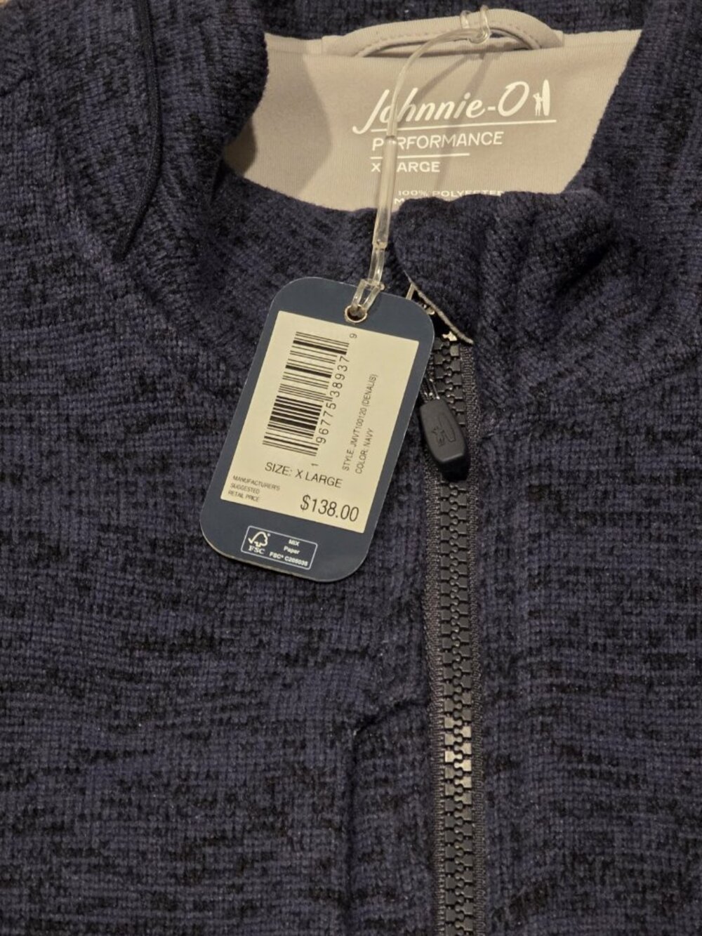 Johnnie-O Denalis Full-Zip Fleece Vest - Navy - XL - NWT